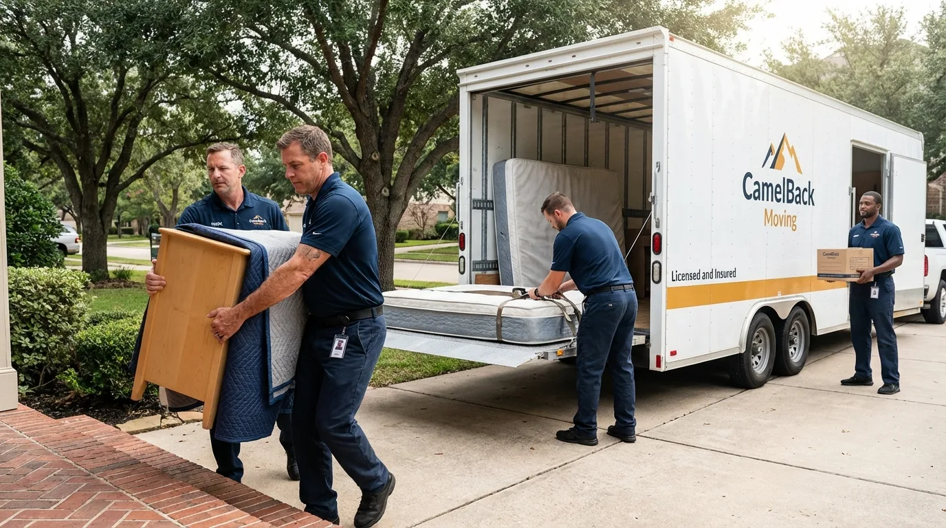 Crew loading residential truck for cross-state move from Clayton, AL