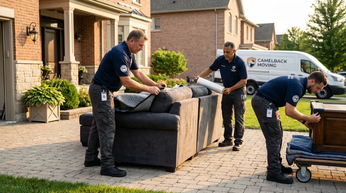 Large estate moving crew wrapping furniture in Clayton, AL