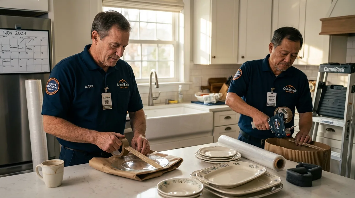 Professional crew packing kitchen dishware in Clayton, AL